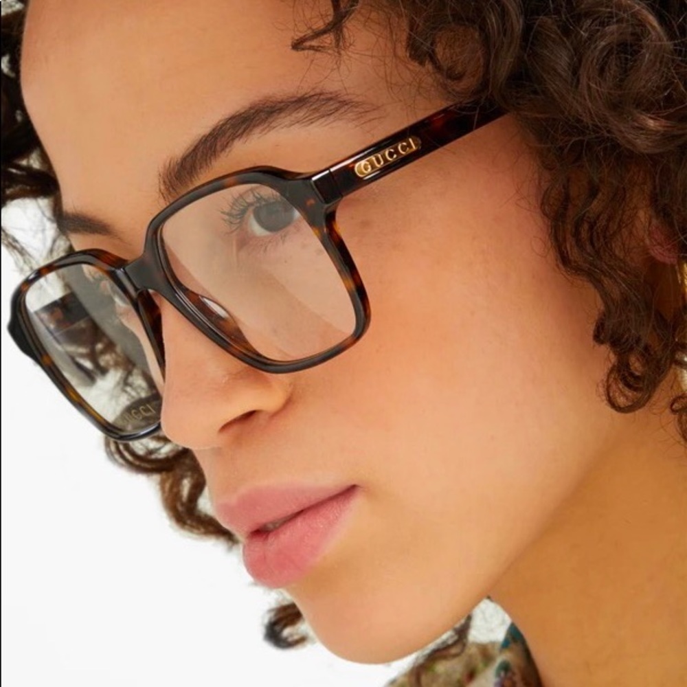 Gucci tortoiseshell square-frame acetate glasses
